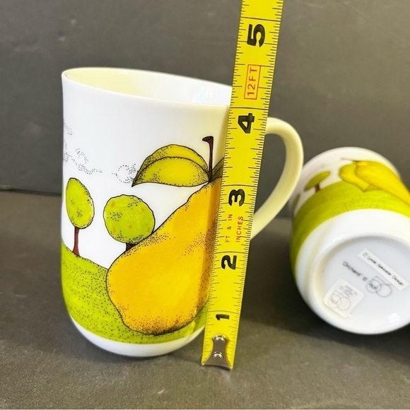 Dept 56 Orchard Pattern Mugs Lynda Sylvester Orange Lemon Pear Apple Fall Lot 4x - Picture 14 of 14